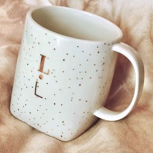 Anthropologie- Guilded Shapes Mug- L initial-gold
